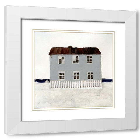 Beach Hut I White Modern Wood Framed Art Print with Double Matting by Stellar Design Studio