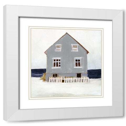 Beach Hut II White Modern Wood Framed Art Print with Double Matting by Stellar Design Studio
