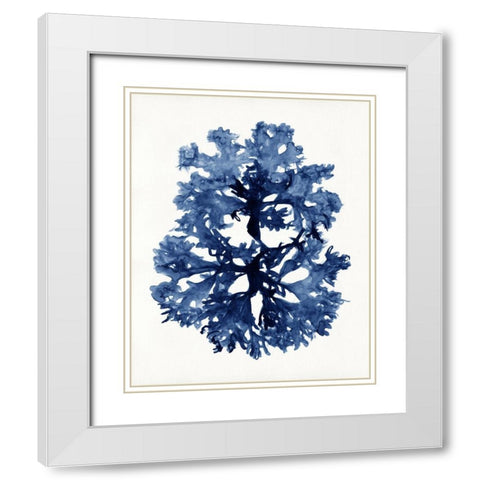 Indigo Ocean I White Modern Wood Framed Art Print with Double Matting by Stellar Design Studio