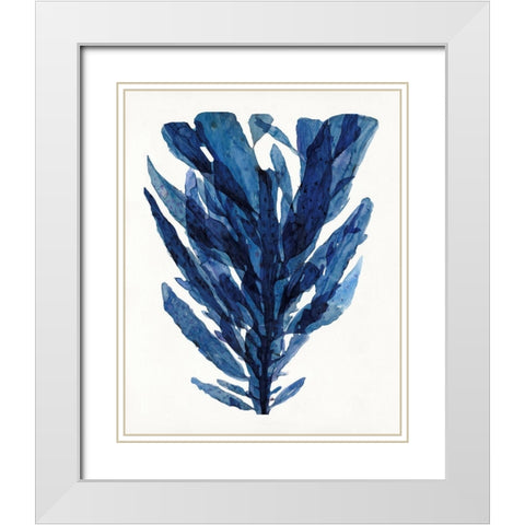 Indigo Ocean II White Modern Wood Framed Art Print with Double Matting by Stellar Design Studio