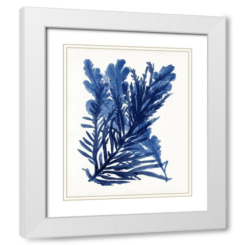 Indigo Ocean III White Modern Wood Framed Art Print with Double Matting by Stellar Design Studio