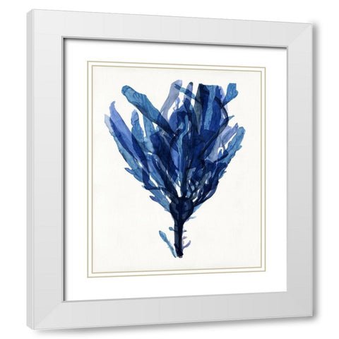 Indigo Ocean IV White Modern Wood Framed Art Print with Double Matting by Stellar Design Studio