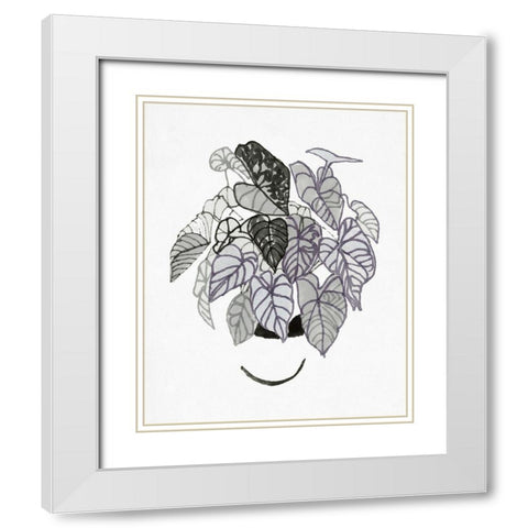 BandW Indoor Plant I White Modern Wood Framed Art Print with Double Matting by Stellar Design Studio