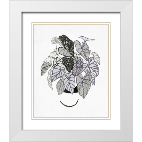 BandW Indoor Plant I White Modern Wood Framed Art Print with Double Matting by Stellar Design Studio