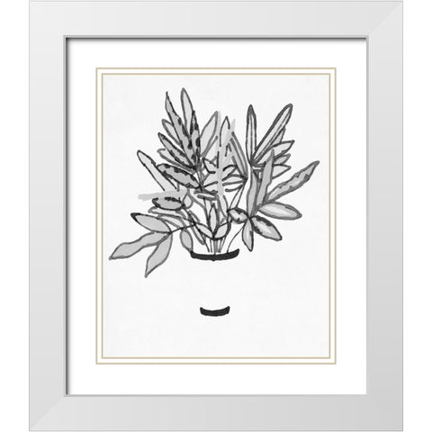 BandW Indoor Plant IV White Modern Wood Framed Art Print with Double Matting by Stellar Design Studio