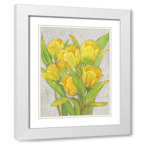 Yellow Tulips I White Modern Wood Framed Art Print with Double Matting by OToole, Tim