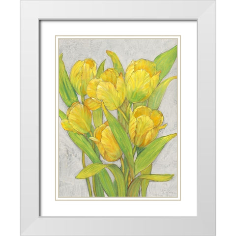 Yellow Tulips I White Modern Wood Framed Art Print with Double Matting by OToole, Tim