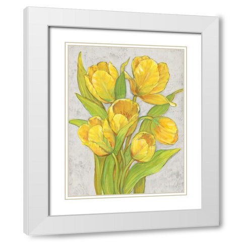 Yellow Tulips II White Modern Wood Framed Art Print with Double Matting by OToole, Tim