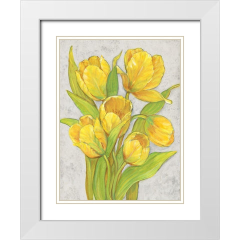 Yellow Tulips II White Modern Wood Framed Art Print with Double Matting by OToole, Tim