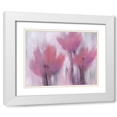 Vibrant Fuchsia Floral II White Modern Wood Framed Art Print with Double Matting by OToole, Tim