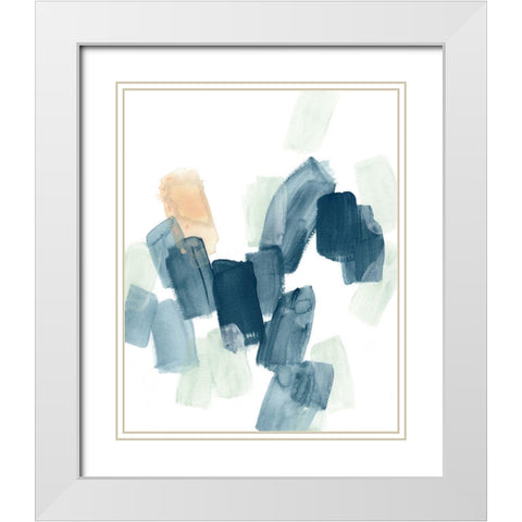 Indigo Facets I White Modern Wood Framed Art Print with Double Matting by Vess, June Erica