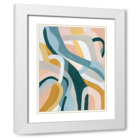 Pastel Puzzle II White Modern Wood Framed Art Print with Double Matting by Vess, June Erica