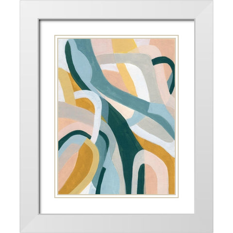 Pastel Puzzle II White Modern Wood Framed Art Print with Double Matting by Vess, June Erica