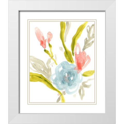 Floral Sonata I White Modern Wood Framed Art Print with Double Matting by Vess, June Erica