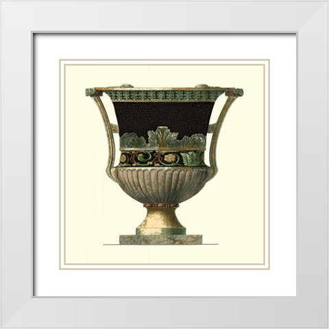 Crackled Large Giardini Urn I White Modern Wood Framed Art Print with Double Matting by Giardini