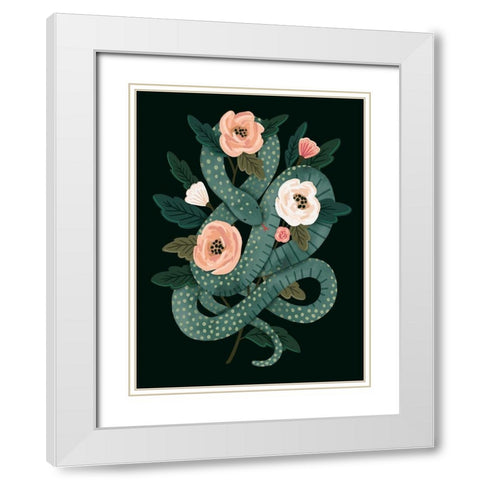 Skull and Snake I White Modern Wood Framed Art Print with Double Matting by Barnes, Victoria