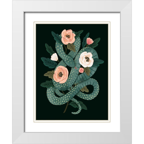 Skull and Snake I White Modern Wood Framed Art Print with Double Matting by Barnes, Victoria