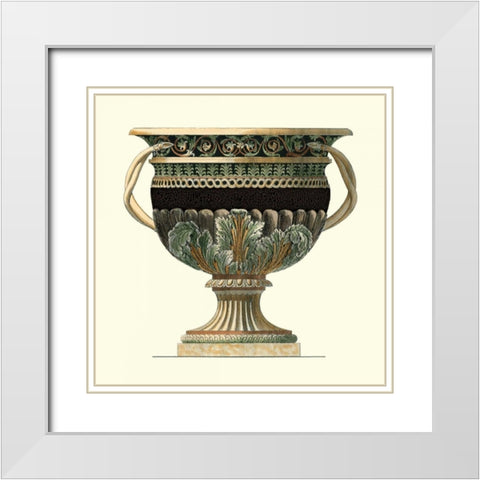Crackled Large Giardini Urn II White Modern Wood Framed Art Print with Double Matting by Giardini