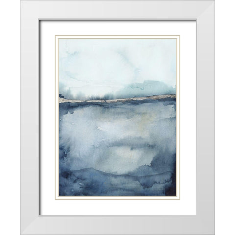 Custom Coastal Horizon II in Silver White Modern Wood Framed Art Print with Double Matting by Borges, Victoria
