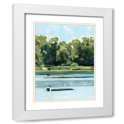 River Day II White Modern Wood Framed Art Print with Double Matting by Caroline, Emma