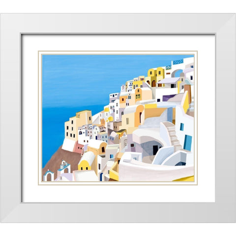 Greek Buildings II White Modern Wood Framed Art Print with Double Matting by Daly, Carla