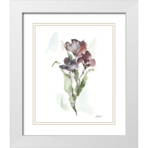Plum Bouquet II White Modern Wood Framed Art Print with Double Matting by Harper, Ethan