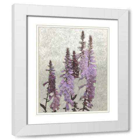 Non-Embellished Foxgloves I White Modern Wood Framed Art Print with Double Matting by Zarris, Chariklia