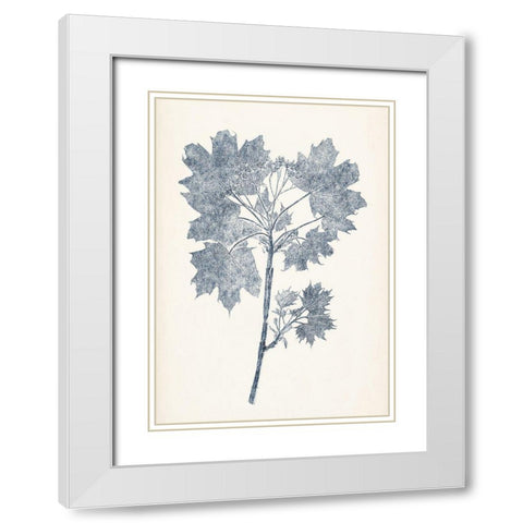 Navy Botanicals I White Modern Wood Framed Art Print with Double Matting by Vision Studio