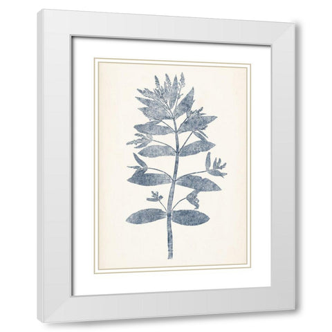 Navy Botanicals III White Modern Wood Framed Art Print with Double Matting by Vision Studio