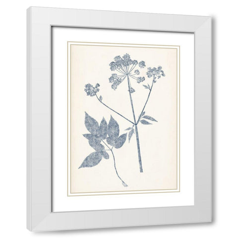 Navy Botanicals IV White Modern Wood Framed Art Print with Double Matting by Vision Studio