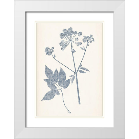 Navy Botanicals IV White Modern Wood Framed Art Print with Double Matting by Vision Studio