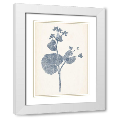 Navy Botanicals VI White Modern Wood Framed Art Print with Double Matting by Vision Studio