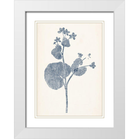 Navy Botanicals VI White Modern Wood Framed Art Print with Double Matting by Vision Studio