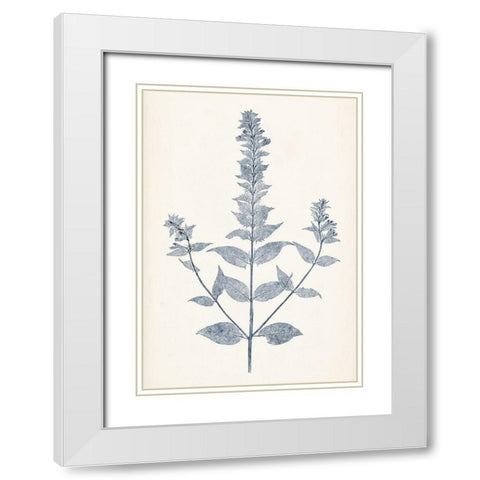 Navy Botanicals VII White Modern Wood Framed Art Print with Double Matting by Vision Studio