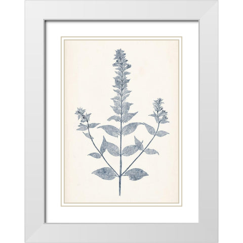 Navy Botanicals VII White Modern Wood Framed Art Print with Double Matting by Vision Studio