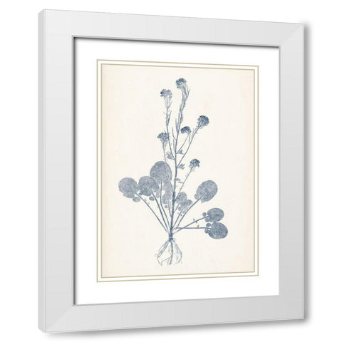 Navy Botanicals VIII White Modern Wood Framed Art Print with Double Matting by Vision Studio