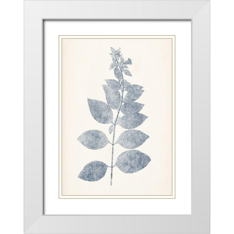Navy Botanicals IX White Modern Wood Framed Art Print with Double Matting by Vision Studio