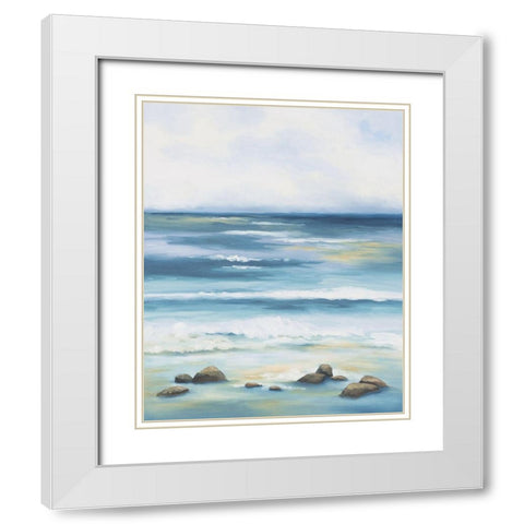 Blue Crush White Modern Wood Framed Art Print with Double Matting by Keusder, Danusia