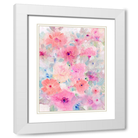 Bright Floral Design I White Modern Wood Framed Art Print with Double Matting by OToole, Tim