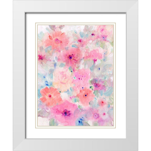 Bright Floral Design I White Modern Wood Framed Art Print with Double Matting by OToole, Tim