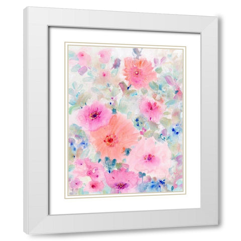 Bright Floral Design II White Modern Wood Framed Art Print with Double Matting by OToole, Tim