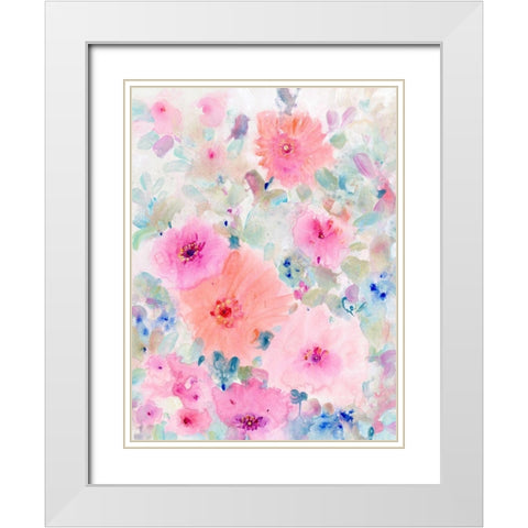 Bright Floral Design II White Modern Wood Framed Art Print with Double Matting by OToole, Tim