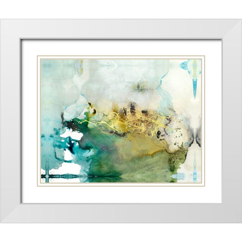 Embellished Organic Abstract White Modern Wood Framed Art Print with Double Matting by Bramma, Lila