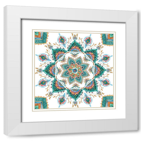 Mandala Zen I White Modern Wood Framed Art Print with Double Matting by Wang, Melissa