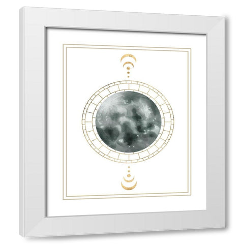Lunar Phase I White Modern Wood Framed Art Print with Double Matting by Wang, Melissa