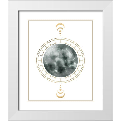 Lunar Phase I White Modern Wood Framed Art Print with Double Matting by Wang, Melissa