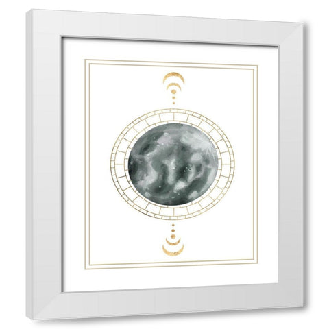 Lunar Phase II White Modern Wood Framed Art Print with Double Matting by Wang, Melissa