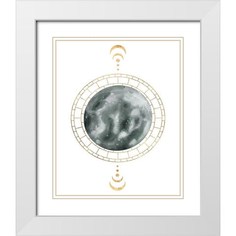 Lunar Phase II White Modern Wood Framed Art Print with Double Matting by Wang, Melissa