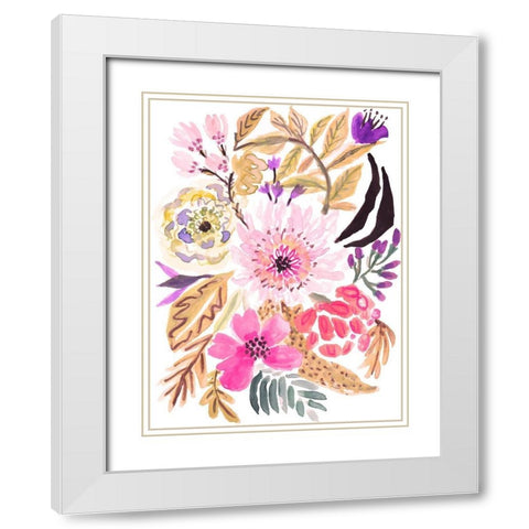 Flower Posy II White Modern Wood Framed Art Print with Double Matting by Fields, Karen