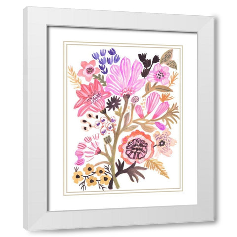 Flower Posy III White Modern Wood Framed Art Print with Double Matting by Fields, Karen